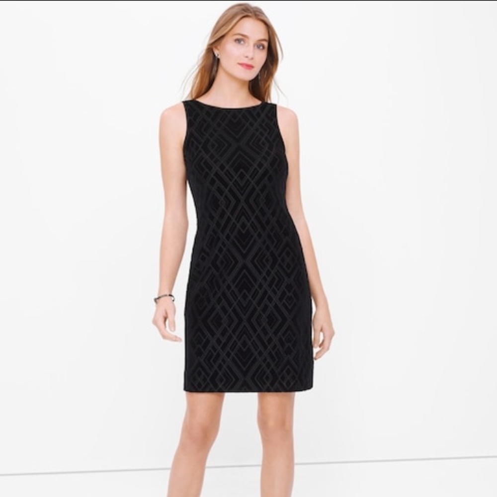 White House Black Market Burnout Velvet Shift Dress M Lined New LBD Sleeveless